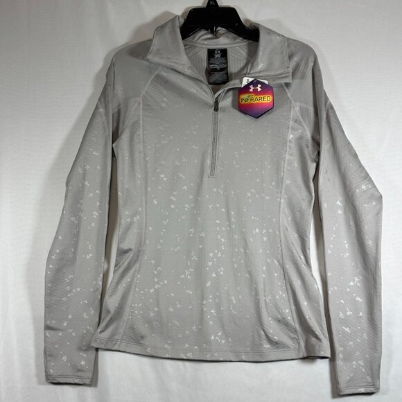 New Under Armour Women's ColdGear Infrared 1/4 Zip Pullover‎ Medium Light Gray - Picture 1 of 9